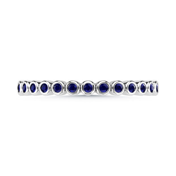 14K White Gold Blue Sapphire 1/10 Ct.Tw. Stackable Band