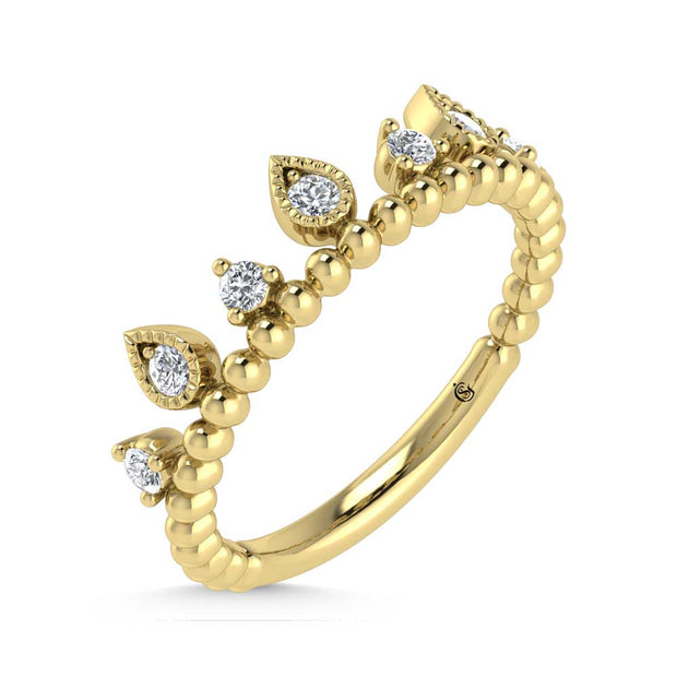 14K Yellow Gold Diamond 1/5 Ct.Tw. Stackable Band