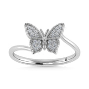 14K White Gold 1/10 Ct.Tw. Diamond Butterfly Ring