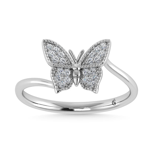 14K White Gold 1/10 Ct.Tw. Diamond Butterfly Ring
