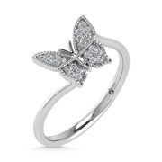 14K White Gold 1/10 Ct.Tw. Diamond Butterfly Ring