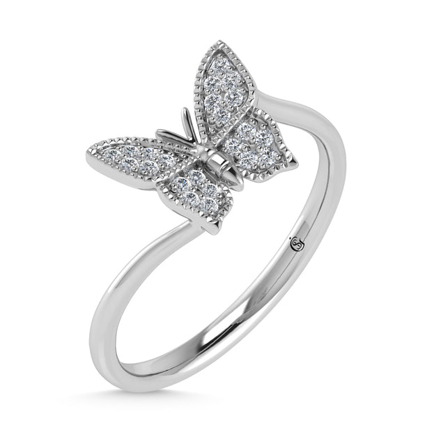 14K White Gold 1/10 Ct.Tw. Diamond Butterfly Ring