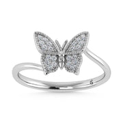 14K White Gold Diamond 1/10 Ct.Tw. Butterfly Ring