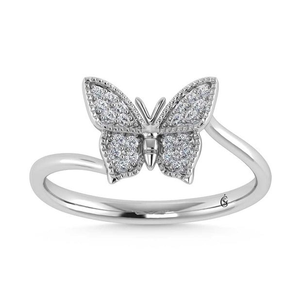 14K White Gold Diamond 1/10 Ct.Tw. Butterfly Ring