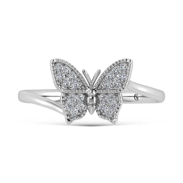 14K White Gold Diamond 1/10 Ct.Tw. Butterfly Ring