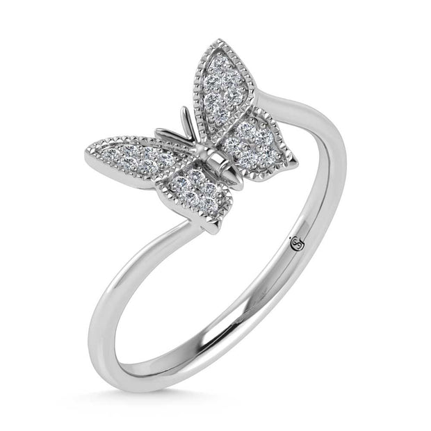 14K White Gold Diamond 1/10 Ct.Tw. Butterfly Ring