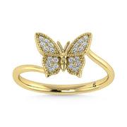 14K Yellow Gold Diamond 1/10 Ct.Tw. Butterfly Ring