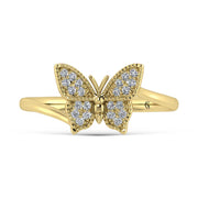 14K Yellow Gold Diamond 1/10 Ct.Tw. Butterfly Ring