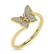 14K Yellow Gold Diamond 1/10 Ct.Tw. Butterfly Ring