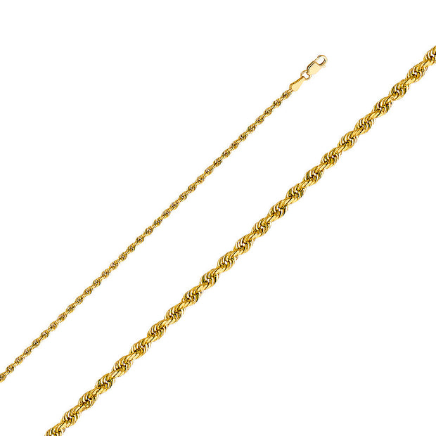 10K 2.75mm Solid Gold Rope Chain