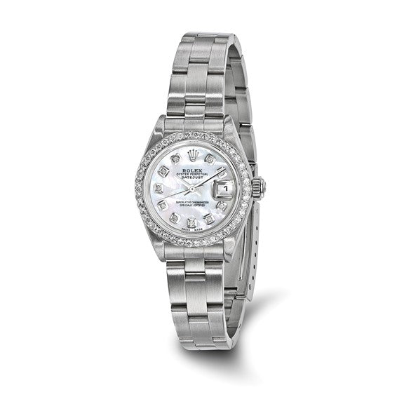 Pre-owned 18KW Bezel Lady Diamond MOP Watch Independently Certified