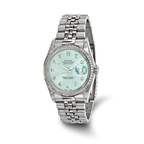 Pre-owned Rolex 18KY Diamond Ice Blue Watch