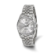 Pre-owned Rolex Steel/18kw Bezel, Men's Silver Watch