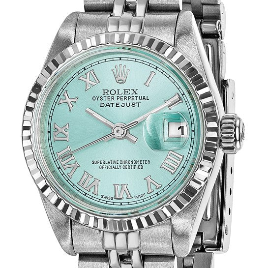Pre-owned Rolex  Steel/18kw Datejust Ice Blue Watch