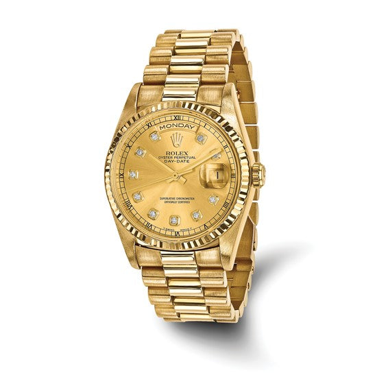 Pre-owned Rolex 18KY Day-Date Diamond President Watch