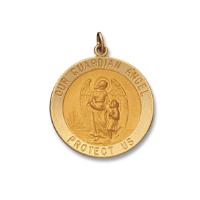 14K Guardian Angel Medal Pendant