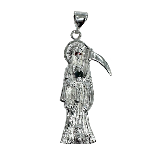 Santa Muerte Cubic Zirconia Silver Pendant