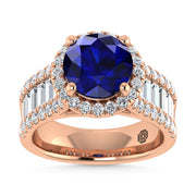 14K Rose Gold Lab Grown Blue Diamond 4 1/2 Ct.Tw. Engagement Ring