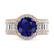 14K Rose Gold Lab Grown Blue Diamond 4 1/2 Ct.Tw. Engagement Ring