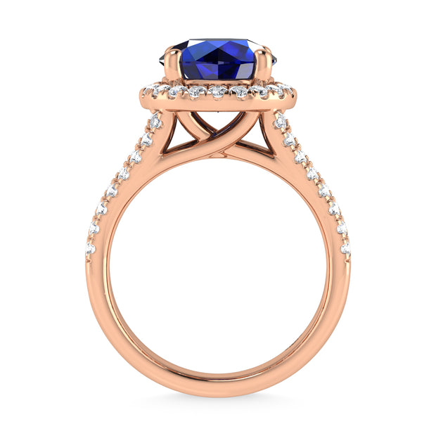 14K Rose Gold Lab Grown Blue Diamond 4 1/2 Ct.Tw. Engagement Ring