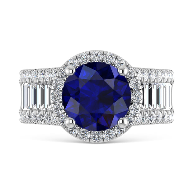 14K White Gold Lab Grown Blue Diamond 4 1/2 Ct.Tw. Engagement Ring