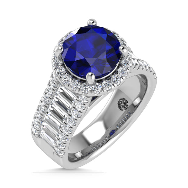 14K White Gold Lab Grown Blue Diamond 4 1/2 Ct.Tw. Engagement Ring