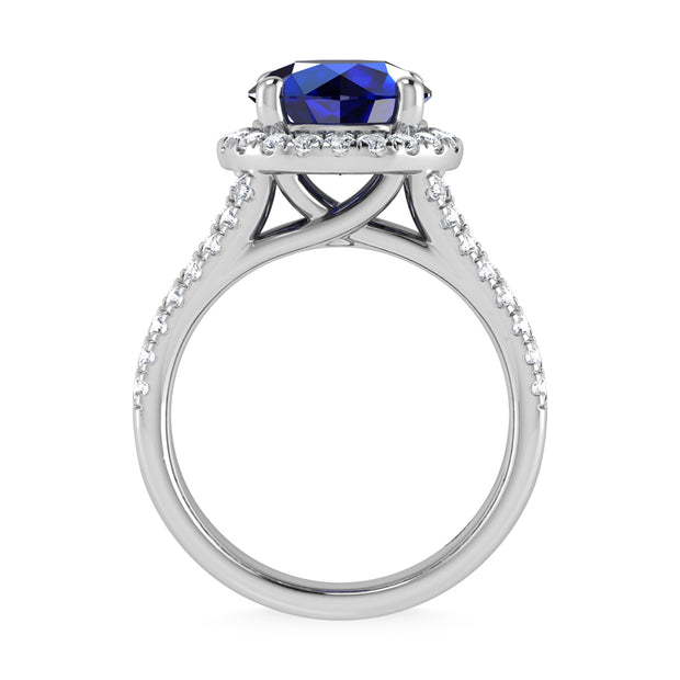 14K White Gold Lab Grown Blue Diamond 4 1/2 Ct.Tw. Engagement Ring