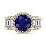 14K Yellow Gold Lab Grown Blue Diamond 4 1/2 Ct.Tw. Engagement Ring