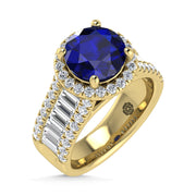 14K Yellow Gold Lab Grown Blue Diamond 4 1/2 Ct.Tw. Engagement Ring