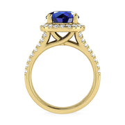 14K Yellow Gold Lab Grown Blue Diamond 4 1/2 Ct.Tw. Engagement Ring