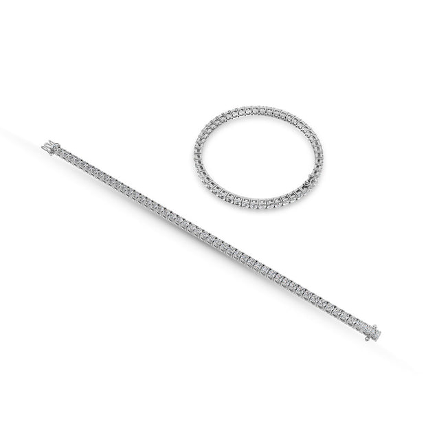 10K White Gold Lab Grown Diamond 1 Ct.Tw. Illusion Tennis Bracelet (3CT Look)