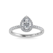 14K White Gold Lab Grown Diamond  1 1/4 Ct.Tw. IGI Certified Pear Shape Halo Engagement Ring (IGI Certified Center 1ct)