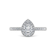 14K White Gold Lab Grown Diamond  1 1/4 Ct.Tw. IGI Certified Pear Shape Halo Engagement Ring (IGI Certified Center 1ct)
