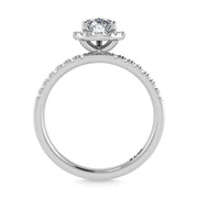 14K White Gold Lab Grown Diamond  1 1/4 Ct.Tw. IGI Certified Pear Shape Halo Engagement Ring (IGI Certified Center 1ct)