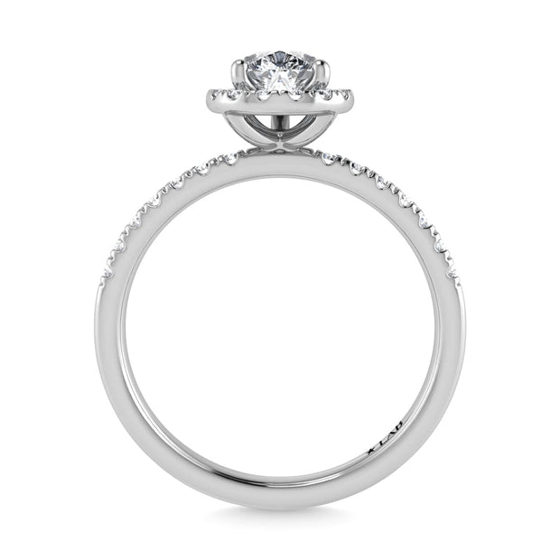 14K White Gold Lab Grown Diamond  1 1/4 Ct.Tw. IGI Certified Pear Shape Halo Engagement Ring (IGI Certified Center 1ct)