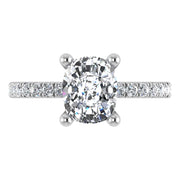 14K White Gold Labgrown Diamond 2 3/8 Ct.Tw. IGI Certified Elongated Cushion Engagement Ring (Center 2CT)