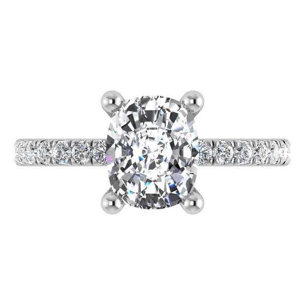 14K White Gold Labgrown Diamond 3 3/8 Ct.Tw. IGI Certified Elongated Cushion Engagement Ring (Center 3CT)