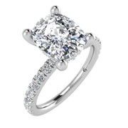 14K White Gold Labgrown Diamond 2 3/8 Ct.Tw. IGI Certified Elongated Cushion Engagement Ring (Center 2CT)