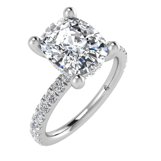 14K White Gold Labgrown Diamond 4 1/2 Ct.Tw. IGI Certified Elongated Cushion Engagement Ring (Center 4CT)