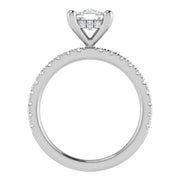 14K White Gold Labgrown Diamond 3 3/8 Ct.Tw. IGI Certified Elongated Cushion Engagement Ring (Center 3CT)