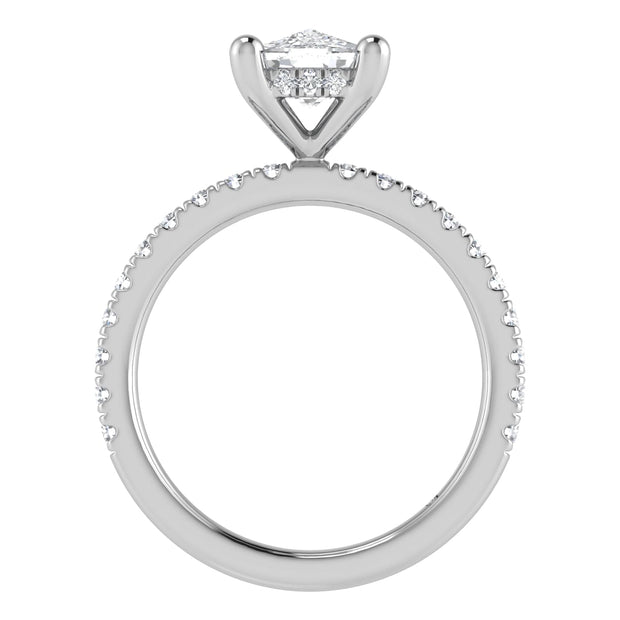 14K White Gold Labgrown Diamond 5 1/2 Ct.Tw. IGI Certified Elongated Cushion Engagement Ring (Center 5CT)