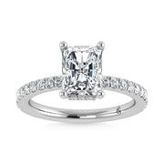 14K White Gold Lab Grown Diamond 2 3/8 Ct.Tw. Hidden Halo Engagement Ring (IGI Certified Center 2ct)