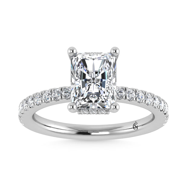 14K White Gold Lab Grown Diamond 2 3/8 Ct.Tw. Hidden Halo Engagement Ring (IGI Certified Center 2ct)