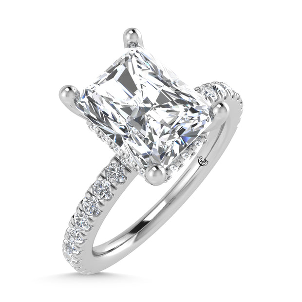 14K White Gold Lab Grown Diamond 2 3/8 Ct.Tw. Hidden Halo Engagement Ring (IGI Certified Center 2ct)