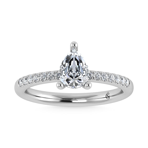 14K White Gold Lab Grown Diamond 2 3/8 Ct.Tw. Hidden Halo Engagement Ring (IGI Certified Center 2ct)