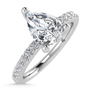 14K White Gold Lab Grown Diamond 2 3/8 Ct.Tw. Hidden Halo Engagement Ring (IGI Certified Center 2ct)
