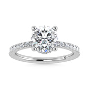 14K White Gold Lab Grown Diamond 1 7/8 Ct.Tw. Hidden Halo Engagement Ring (IGI Certfied Center 1 1/2ct)