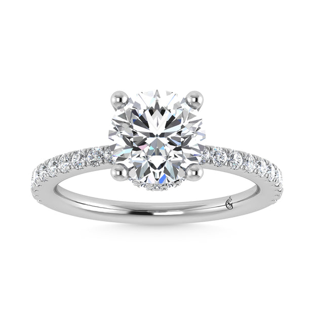 14K White Gold Lab Grown Diamond 1 7/8 Ct.Tw. Hidden Halo Engagement Ring (IGI Certfied Center 1 1/2ct)