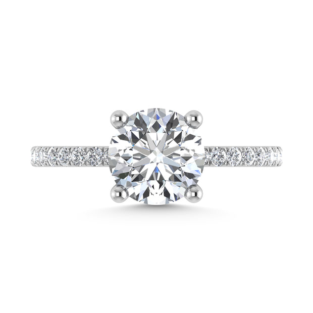 14K White Gold Lab Grown Diamond 1 7/8 Ct.Tw. Hidden Halo Engagement Ring (IGI Certfied Center 1 1/2ct)