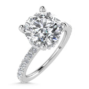 14K White Gold Lab Grown Diamond 1 7/8 Ct.Tw. Hidden Halo Engagement Ring (IGI Certfied Center 1 1/2ct)